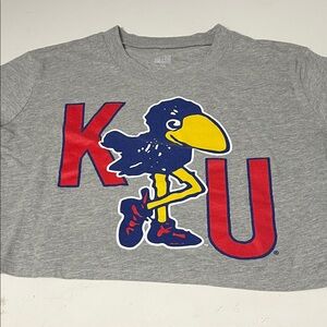 Rally house XS Gray Short Sleeve Cropped KU Jayhawks Graphic T Shirt